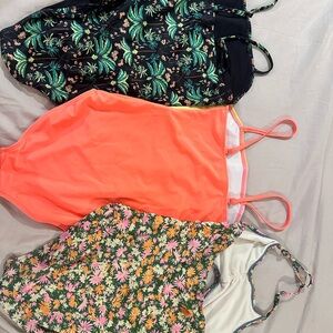 Floral and Neon Swimsuit Set of 3